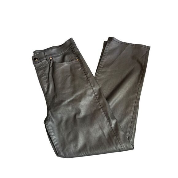 Ann Taylor Coated Wide Leg Crop Pants, Black- 8 - Picture 3 of 5